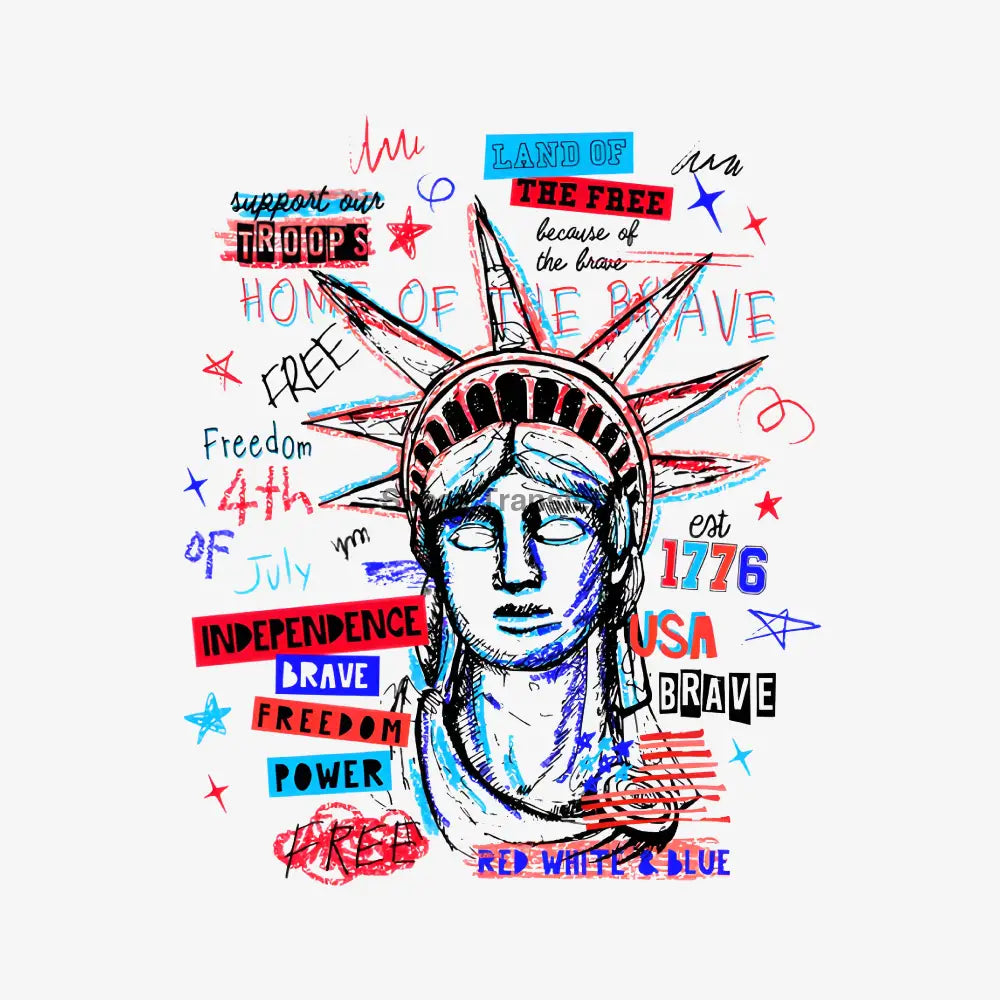 Liberty Collage Sketch Art DTF Transfer