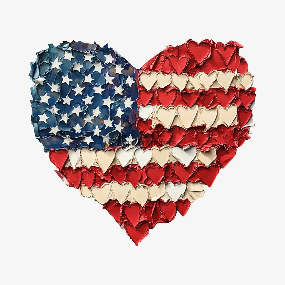 Textured Heart American Flag DTF Transfer