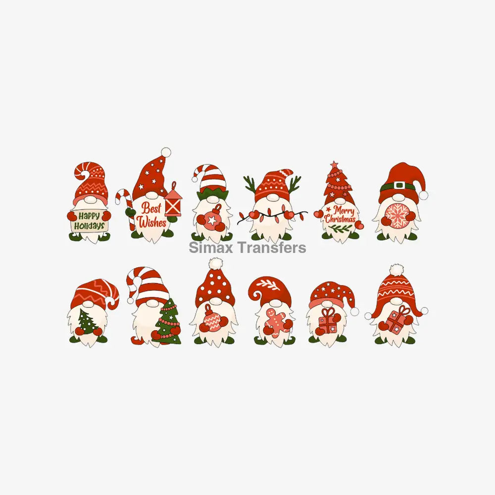 Ultimate Red Christmas Gnome Collection DTF Transfer Sheet