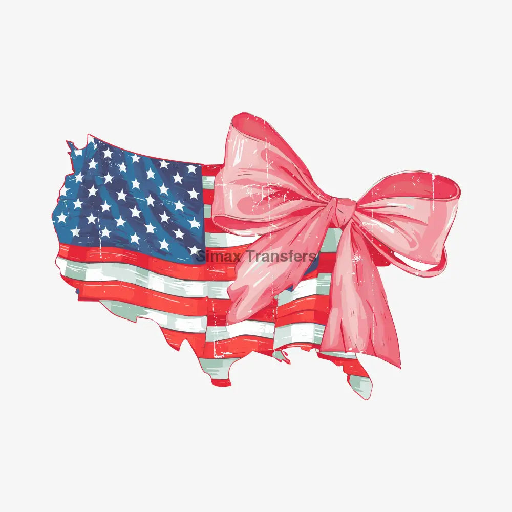 USA Map Patriotic Bow DTF Transfer