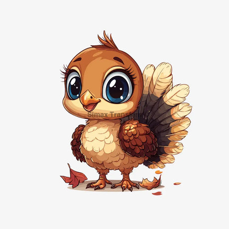Adorable Big-Eyed Baby Turkey Cartoon DTF Transfer