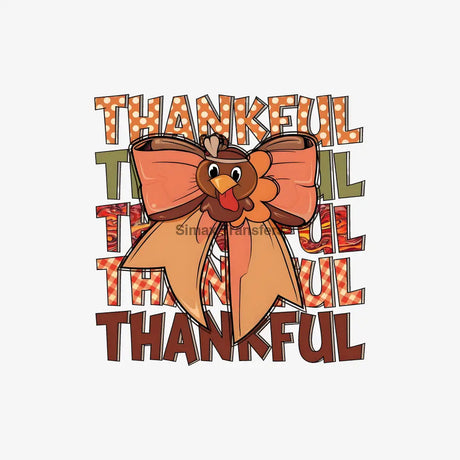 Cute Repeating Thankful Turkey Bow DTF Transfer