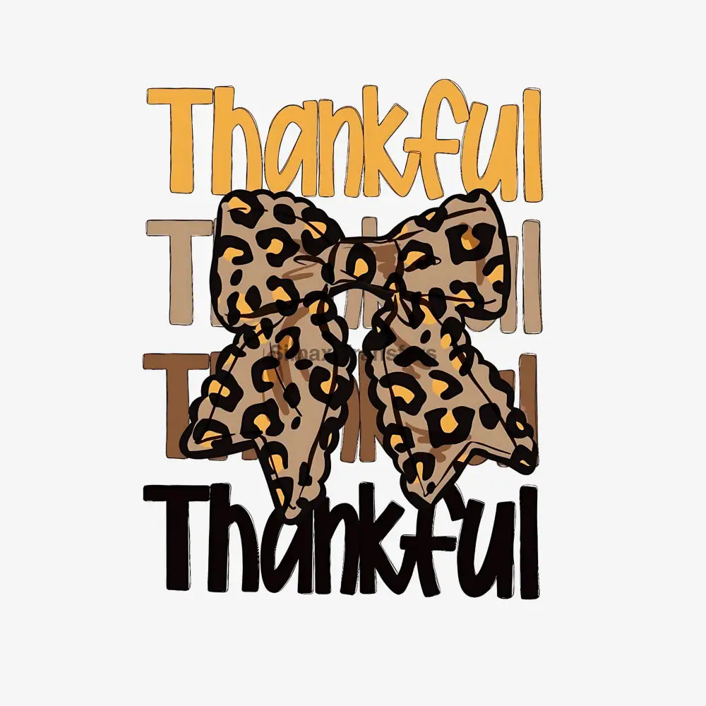 Leopard Print Bow Repeating Thankful DTF Transfer
