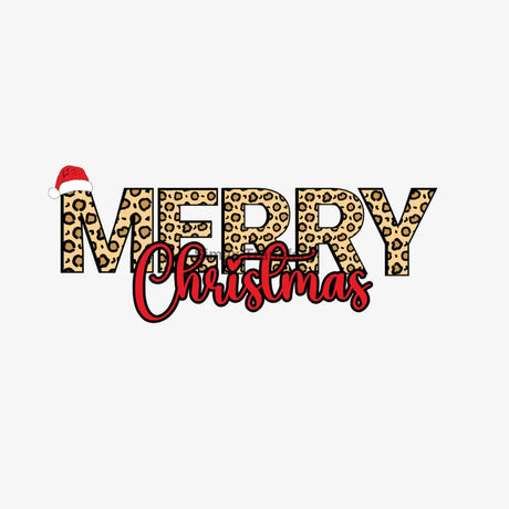 Leopard Print Merry Christmas Santa Hat DTF Transfer