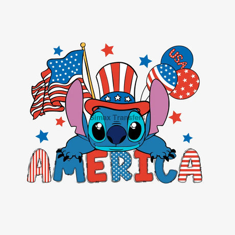 Patriotic Alien Cartoon DTF Transfer