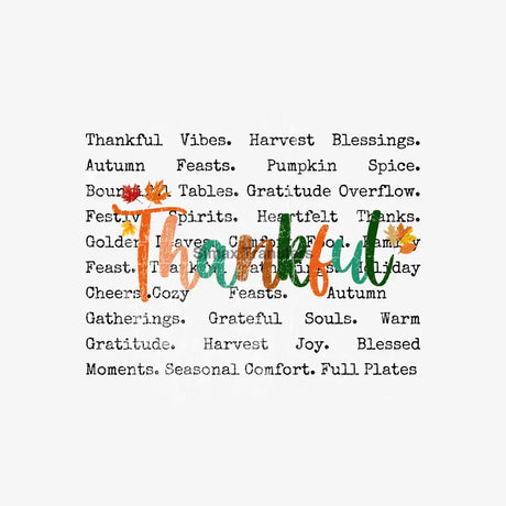 Vintage Typewriter Thankful Word Cloud DTF Transfer