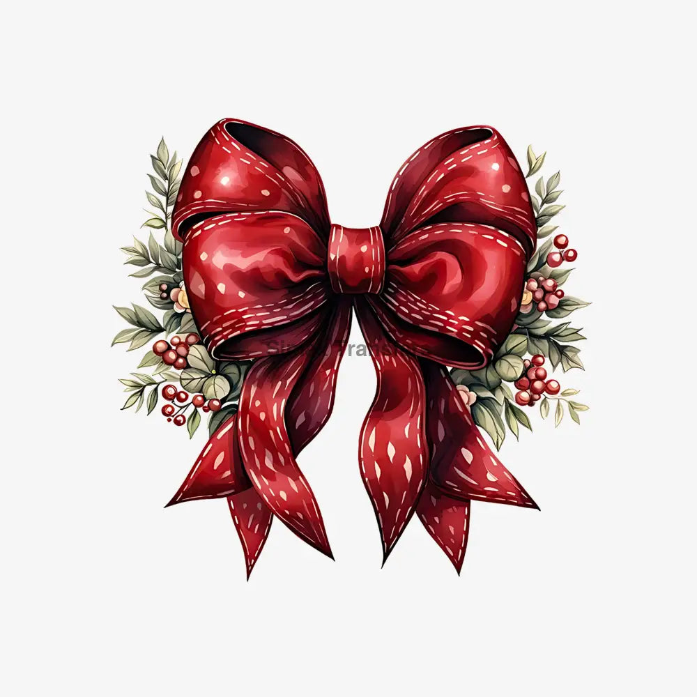 Watercolour Deluxe Red Velvet Christmas Bow DTF Transfer